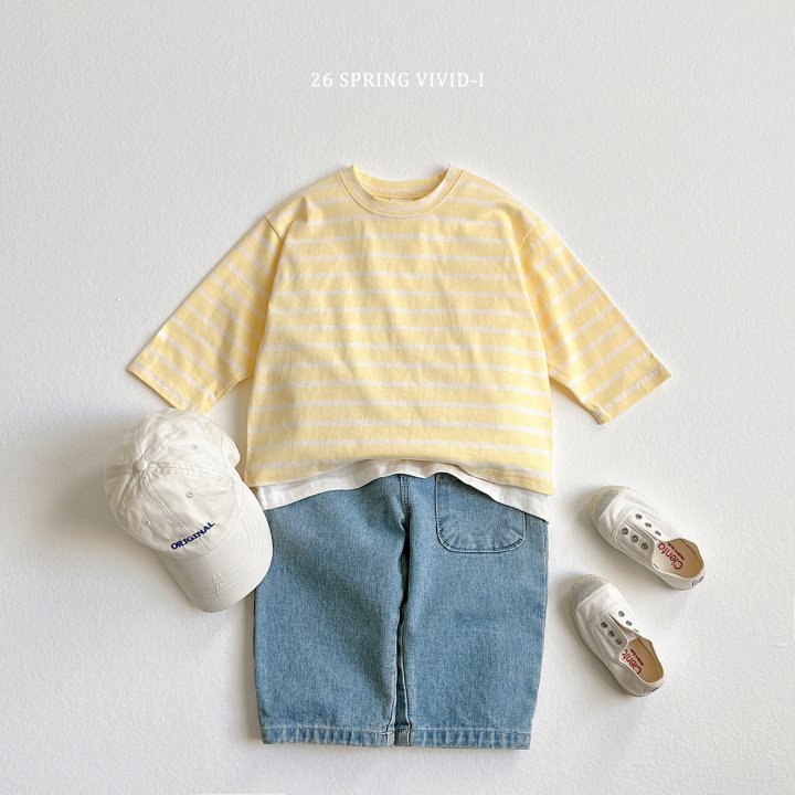 Vivid I - Korean Children Fashion - #magicofchildhood - Label Stripe Single Tee - 5
