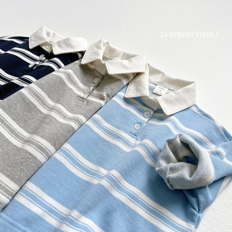 Vivid I - Korean Children Fashion - #magicofchildhood - Multi Stripe Collared Tee - 12