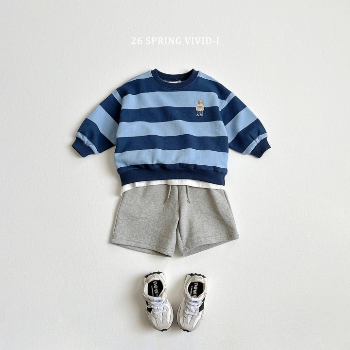 Vivid I - Korean Children Fashion - #magicofchildhood - Big Stripe Embroidered Bear Sweatshirt - 9