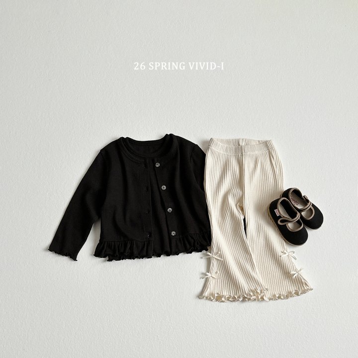 Vivid I - Korean Children Fashion - #magicofchildhood - Ribbon Ribbed Bootcut Pants - 8