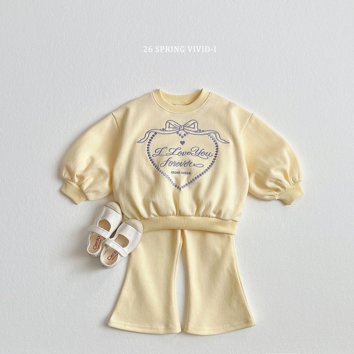 Vivid I - Korean Children Fashion - #magicofchildhood - Ribbon Heart Bootcut Set - 3