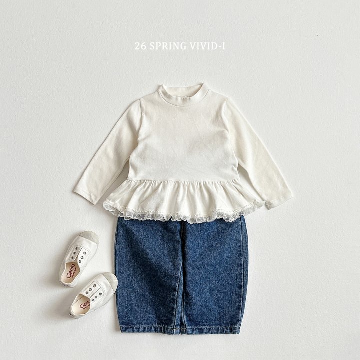 Vivid I - Korean Children Fashion - #magicofchildhood - Frill Lace Tee - 8