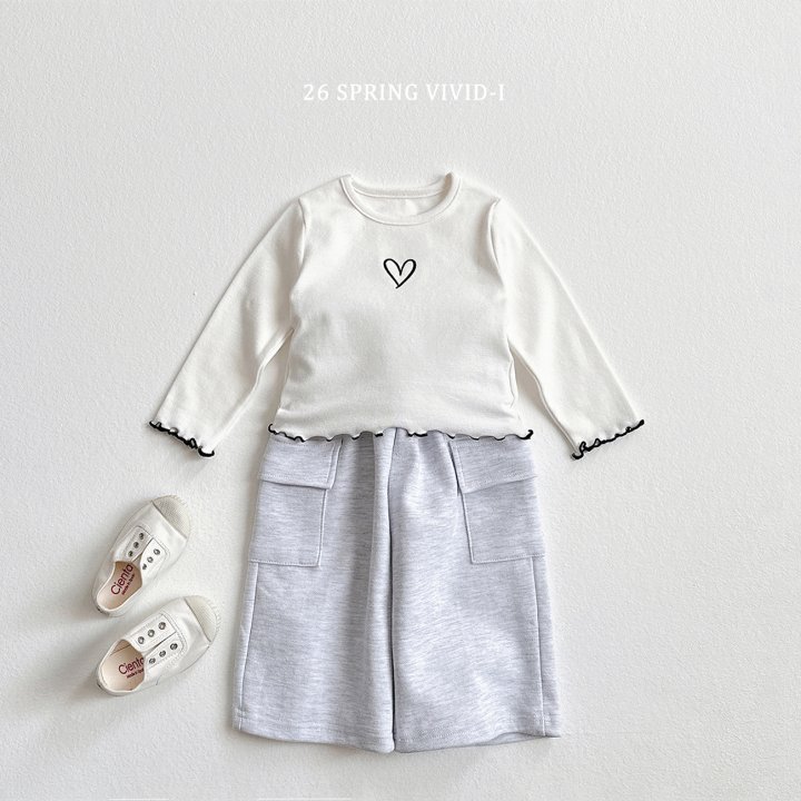 Vivid I - Korean Children Fashion - #magicofchildhood - Heart Embroidery Wave Tee - 6