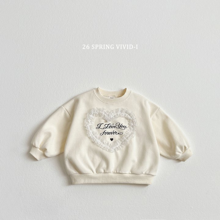Vivid I - Korean Children Fashion - #minifashionista - Heart Lace Sweatshirt - 3
