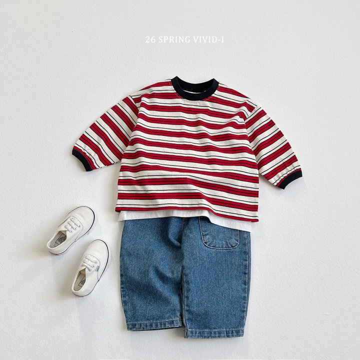 Vivid I - Korean Children Fashion - #minifashionista - Smile Multi Stripe Tee - 10