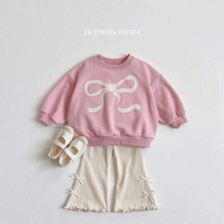 Vivid I - Korean Children Fashion - #minifashionista - Ribbon Ribbed Bootcut Pants - 9