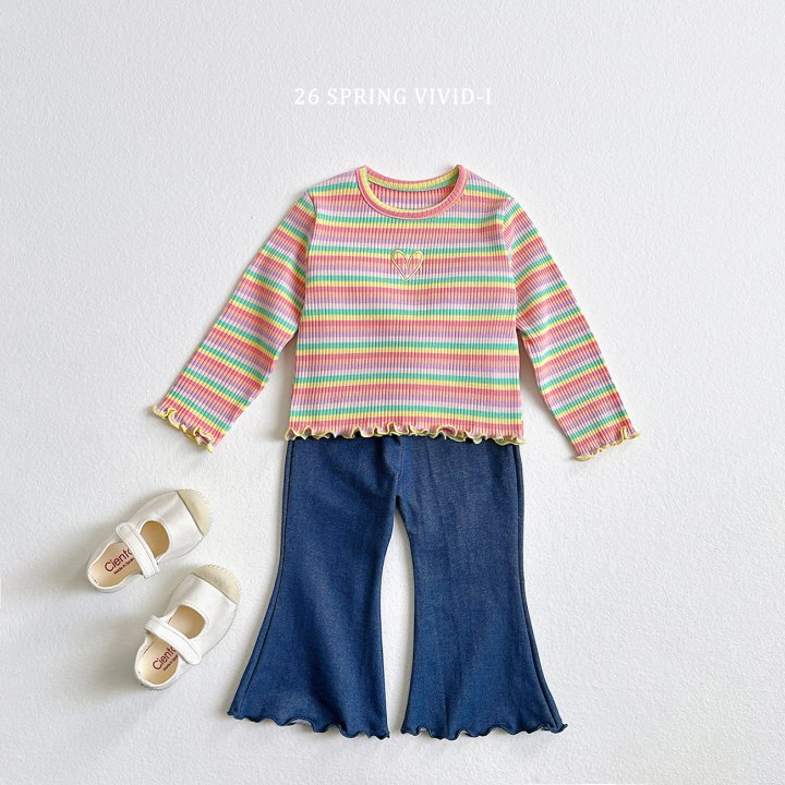 Vivid I - Korean Children Fashion - #minifashionista - Denim Stretch Bootcut Pants - 8