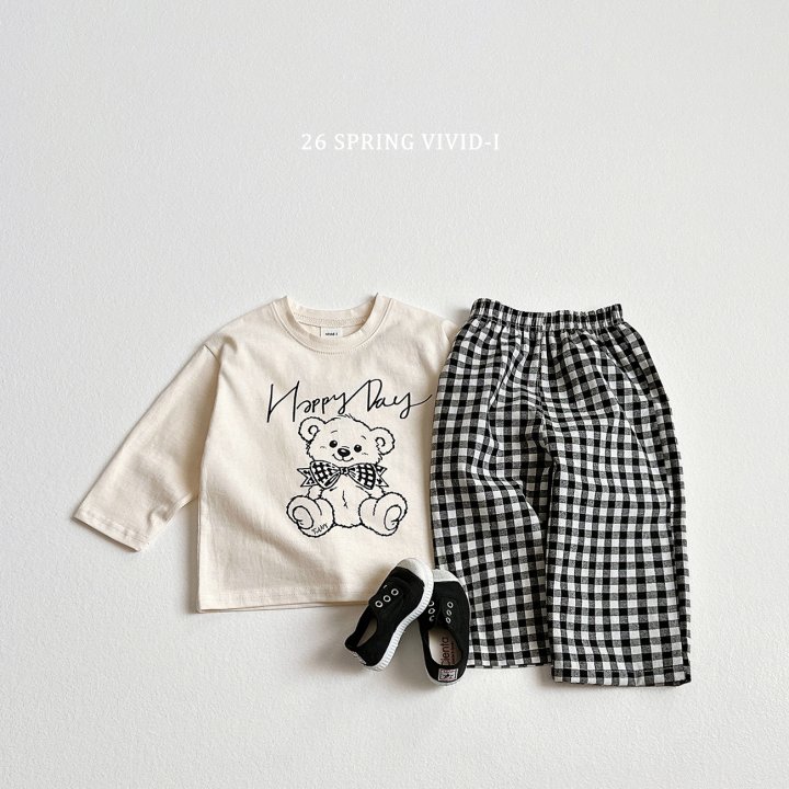 Vivid I - Korean Children Fashion - #minifashionista - Happy Bear Check Set - 6
