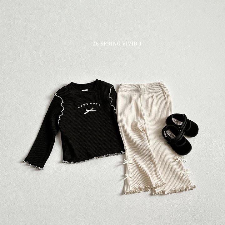 Vivid I - Korean Children Fashion - #minifashionista - Ribbon Ribbed Wave Tee - 10
