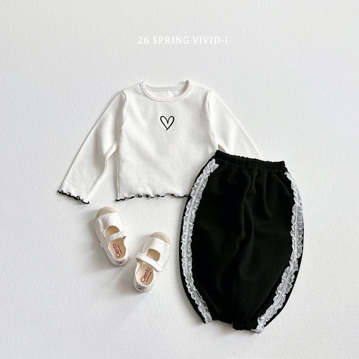 Vivid I - Korean Children Fashion - #minifashionista - Heart Embroidery Wave Tee - 7