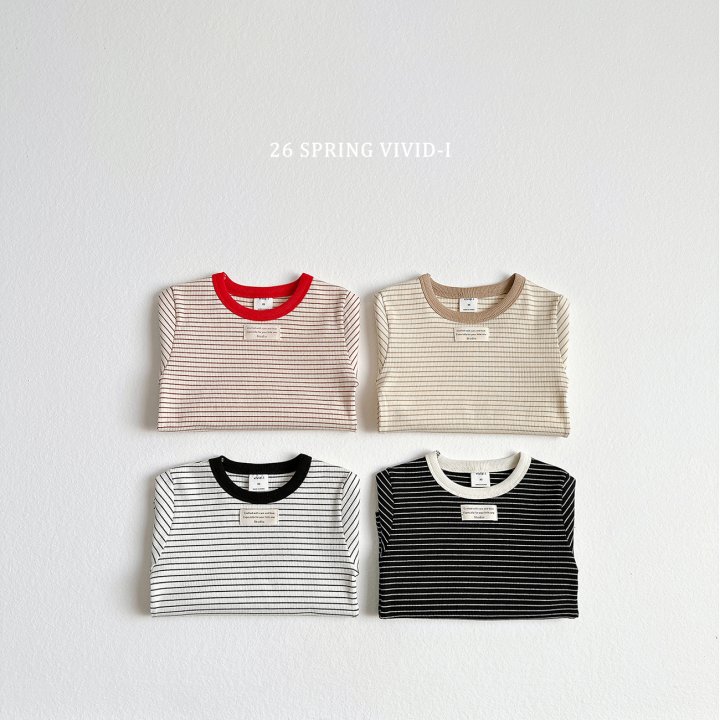 Vivid I - Korean Children Fashion - #prettylittlegirls - Contrast Trim Stripe Tee