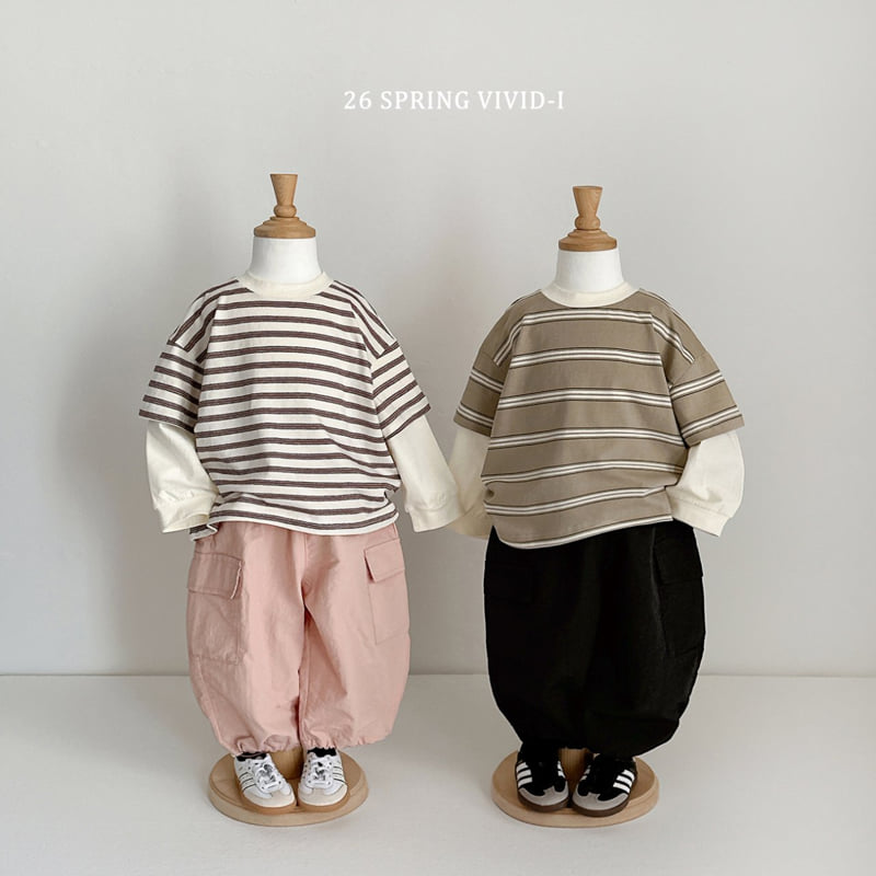 Vivid I - Korean Children Fashion - #prettylittlegirls - Combo Stripe Layered Tee - 12