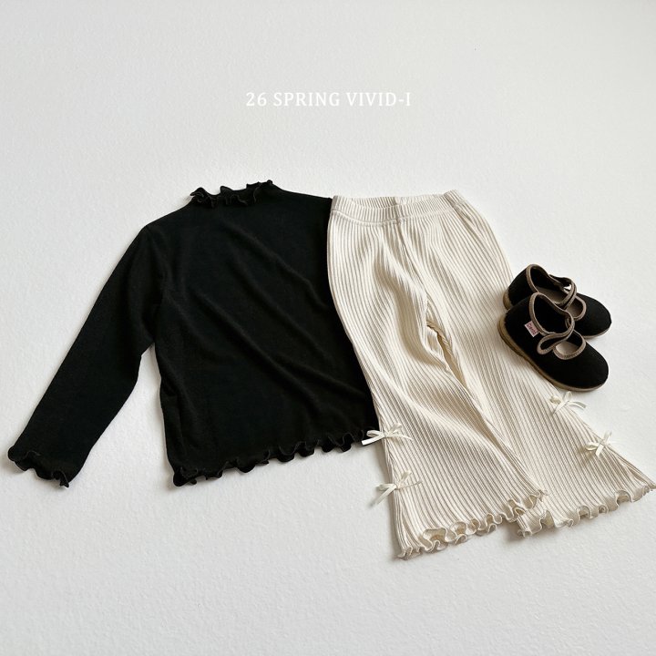 Vivid I - Korean Children Fashion - #prettylittlegirls - Ribbon Ribbed Bootcut Pants - 10