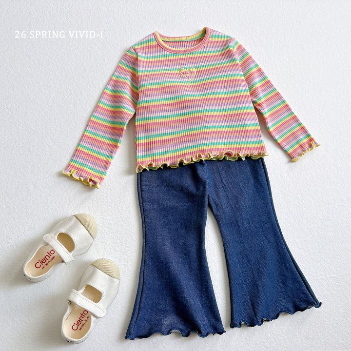 Vivid I - Korean Children Fashion - #prettylittlegirls - Denim Stretch Bootcut Pants - 9