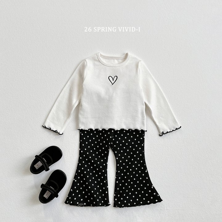 Vivid I - Korean Children Fashion - #prettylittlegirls - Heart Embroidery Wave Tee - 8