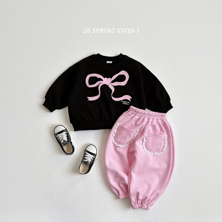 Vivid I - Korean Children Fashion - #prettylittlegirls - Big Ribbon Sweatshirt - 4