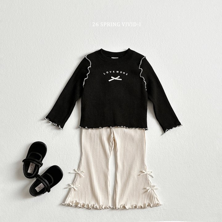 Vivid I - Korean Children Fashion - #todddlerfashion - Ribbon Ribbed Bootcut Pants - 11