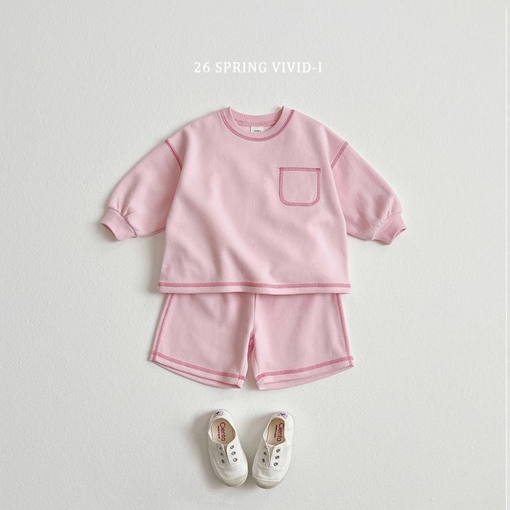 Vivid I - Korean Children Fashion - #todddlerfashion - Stitch Pocket Shorts Set - 3