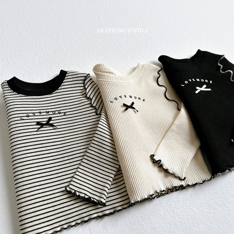 Vivid I - Korean Children Fashion - #todddlerfashion - Ribbon Ribbed Wave Tee - 12