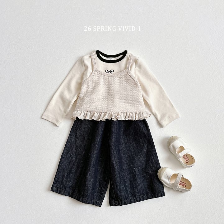 Vivid I - Korean Children Fashion - #todddlerfashion - Mini Ribbon Color-Block Tee - 10