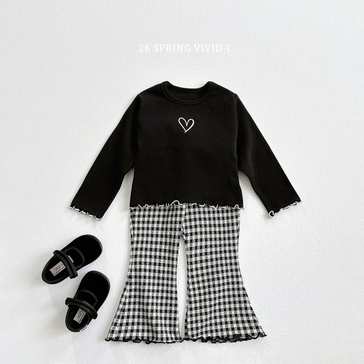 Vivid I - Korean Children Fashion - #todddlerfashion - Heart Embroidery Wave Tee - 9