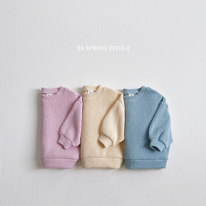 Vivid I - Korean Children Fashion - #toddlerclothing - Knit Ribbed Sweatshirt