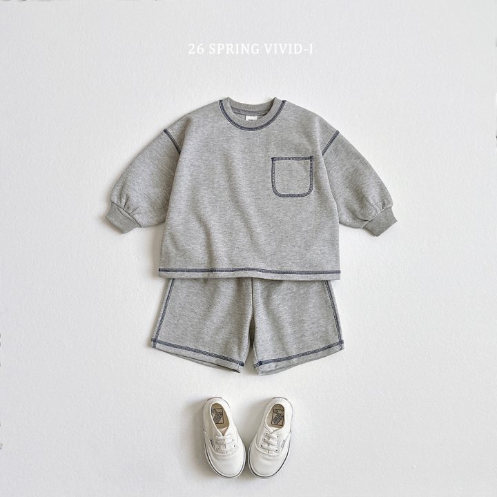 Vivid I - Korean Children Fashion - #todddlerfashion - Stitch Pocket Shorts Set - 4