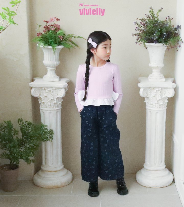Vivielly - Korean Children Fashion - #Kfashion4kids - Serry Heart Denim Pants - 11