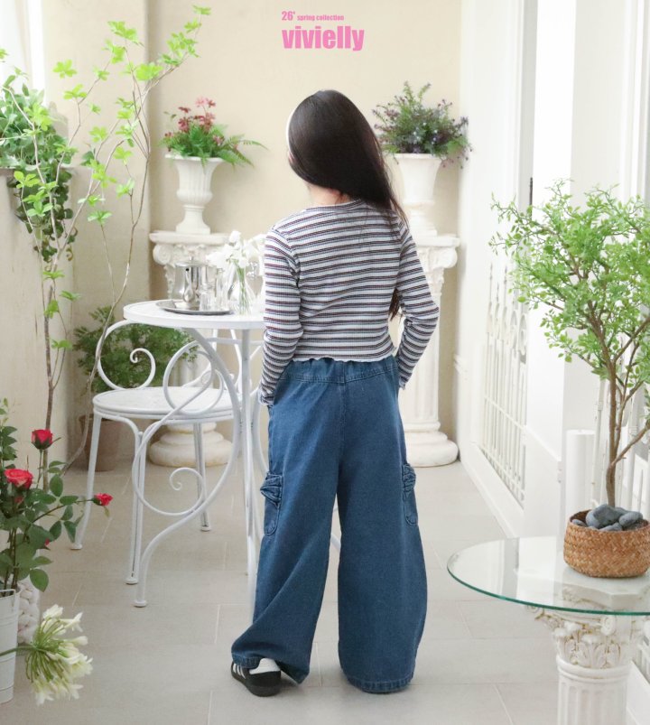 Vivielly - Korean Children Fashion - #Kfashion4kids - Ellie Ribbon Denim Pants - 7