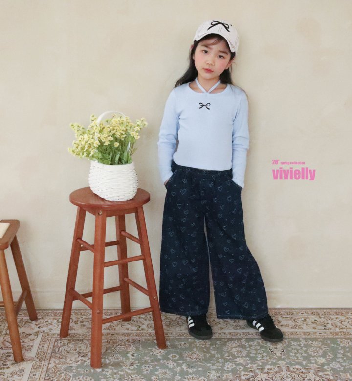 Vivielly - Korean Children Fashion - #designkidswear - Serry Heart Denim Pants - 5