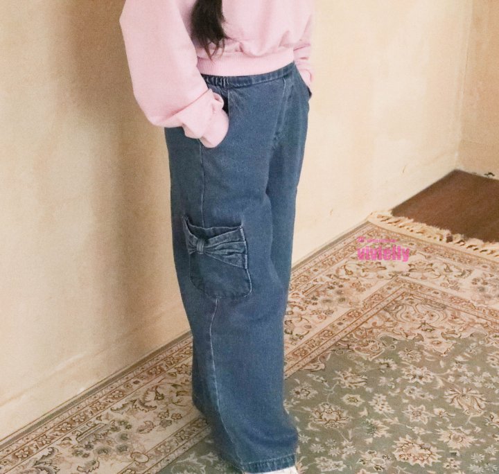 Vivielly - Korean Children Fashion - #designkidswear - Ellie Ribbon Denim Pants