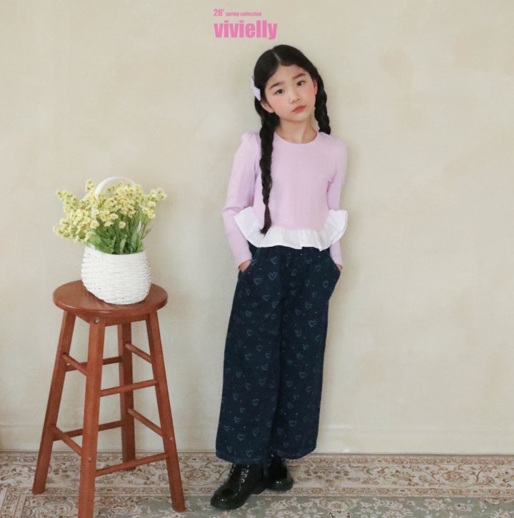 Vivielly - Korean Children Fashion - #discoveringself - Serry Heart Denim Pants - 6