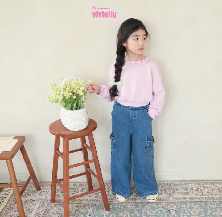 Vivielly - Korean Children Fashion - #discoveringself - Ellie Ribbon Denim Pants - 2