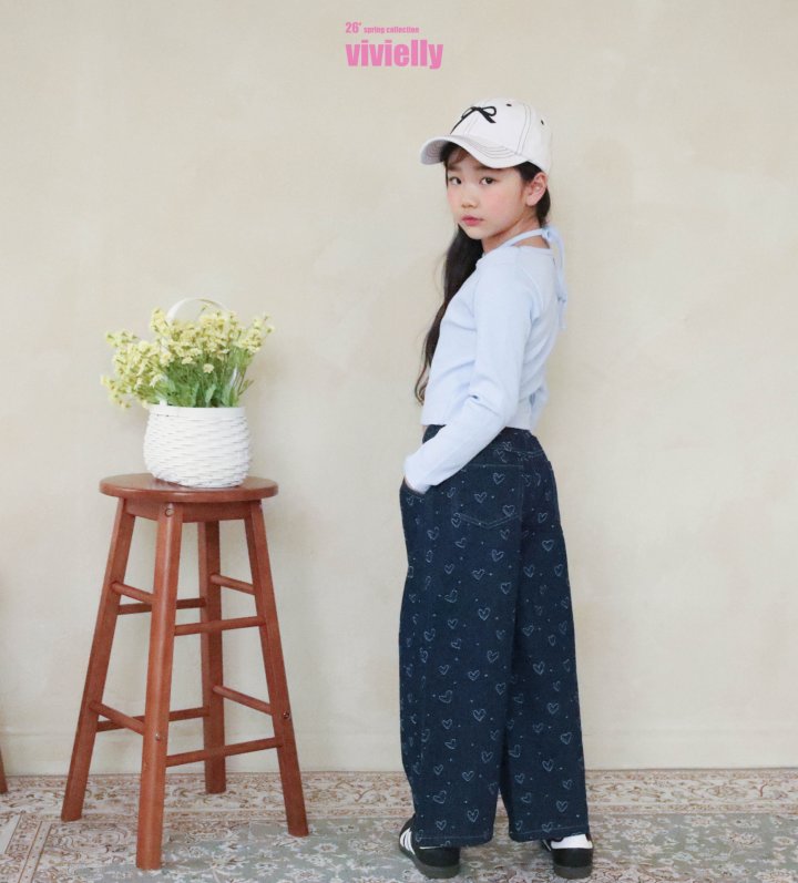 Vivielly - Korean Children Fashion - #fashionkids - Serry Heart Denim Pants - 7