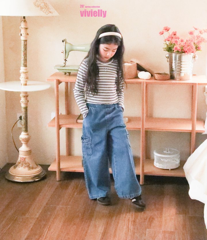 Vivielly - Korean Children Fashion - #kidsshorts - Jelly Stripe Tee - 11