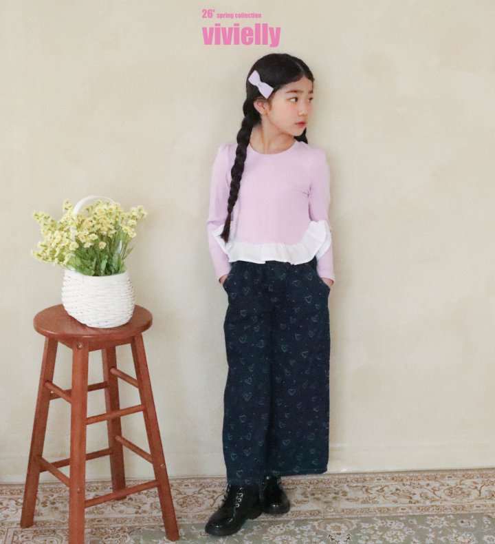 Vivielly - Korean Children Fashion - #kidsshorts - Serry Heart Denim Pants - 8