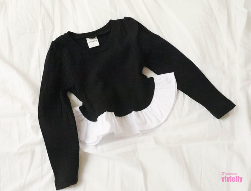 Vivielly - Korean Children Fashion - #kidsshorts - Ribbed Frill Tee - 3