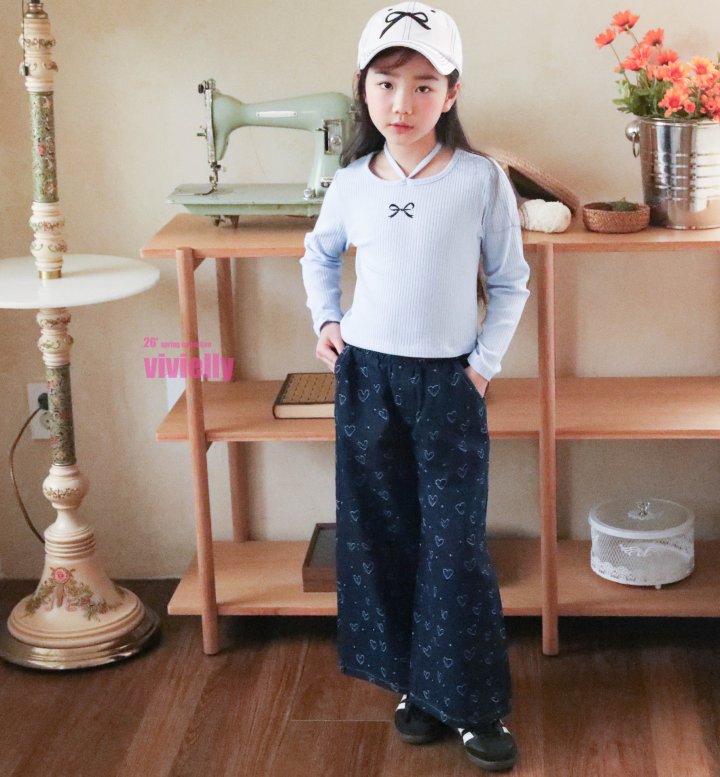 Vivielly - Korean Children Fashion - #kidsstore - Serry Heart Denim Pants - 9