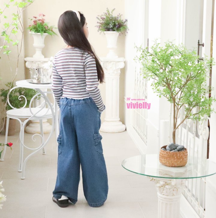 Vivielly - Korean Children Fashion - #kidsstore - Ellie Ribbon Denim Pants - 5