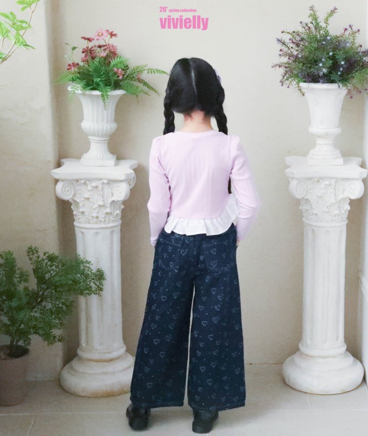Vivielly - Korean Children Fashion - #kidsshorts - Ribbed Frill Tee - 4