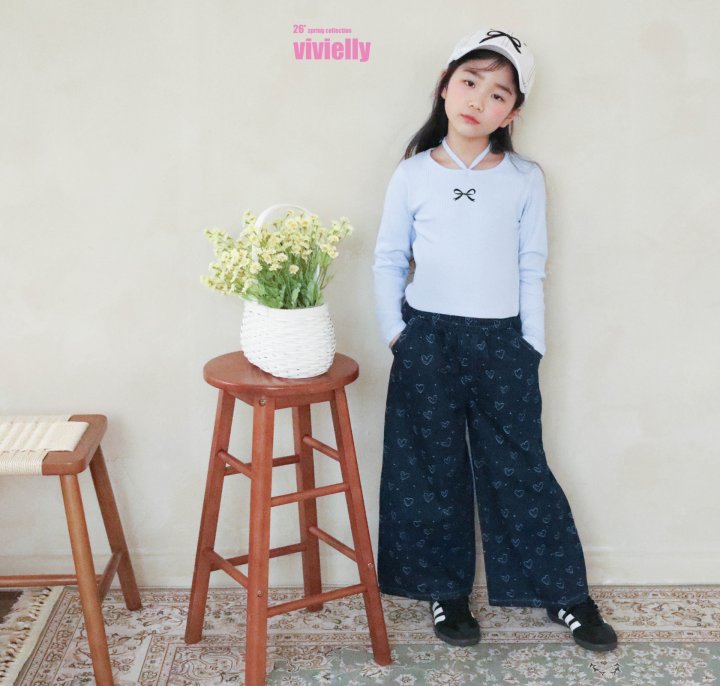 Vivielly - Korean Children Fashion - #kidzfashiontrend - Serry Heart Denim Pants - 10