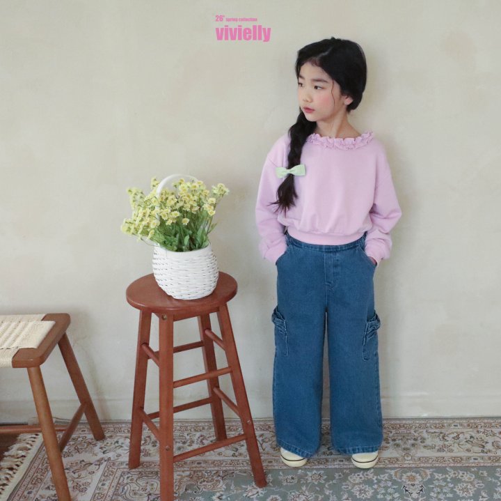 Vivielly - Korean Children Fashion - #kidzfashiontrend - Ellie Ribbon Denim Pants - 6