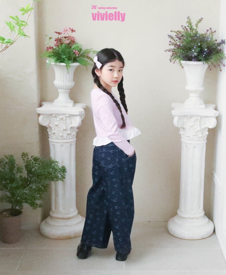 Vivielly - Korean Children Fashion - #littlefashionista - Serry Heart Denim Pants - 12