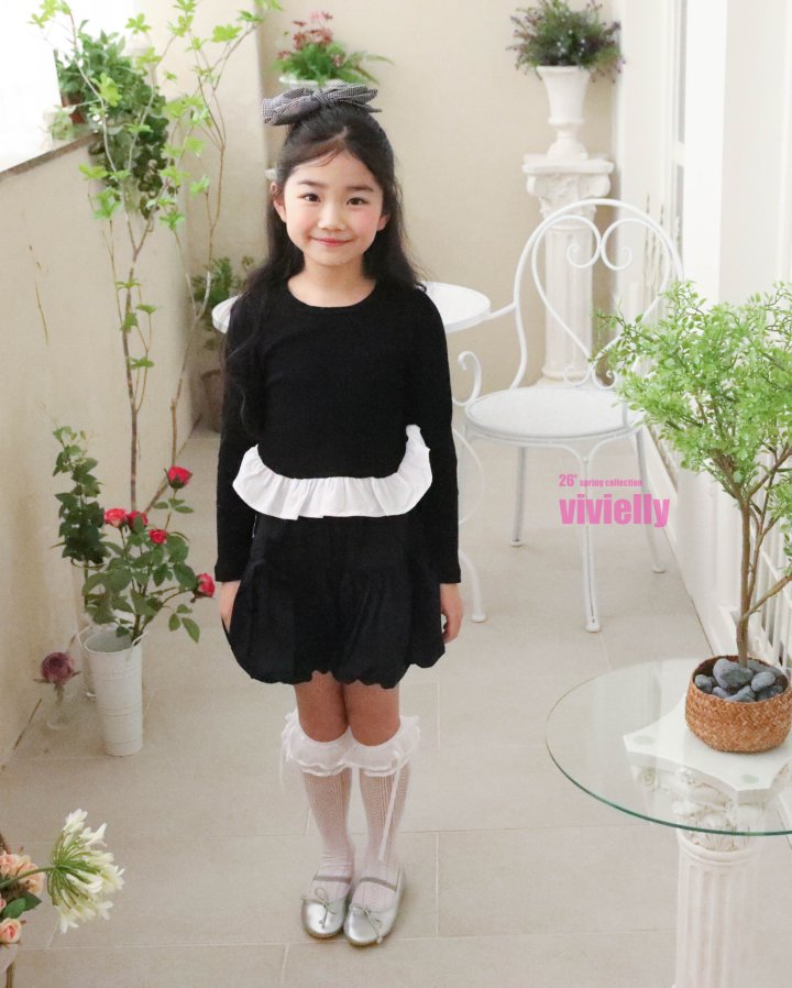 Vivielly - Korean Children Fashion - #littlefashionista - Ribbed Frill Tee - 7