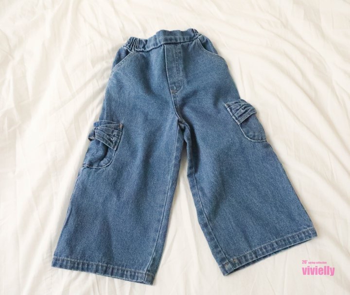 Vivielly - Korean Children Fashion - #magicofchildhood - Ellie Ribbon Denim Pants - 9