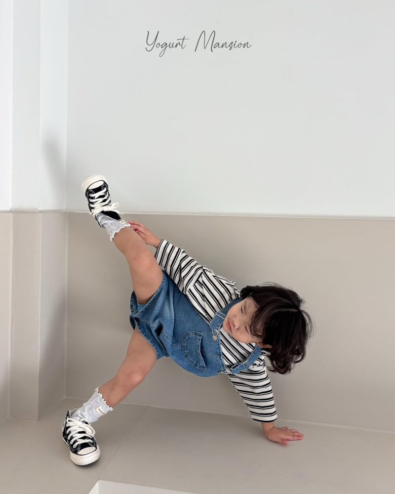 Yogurt Mansion - Korean Children Fashion - #kidsshorts - Denim Suspender Pants - 10