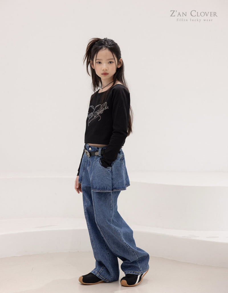 Zan Clover - Korean Children Fashion - #littlefashionista - Denim Skort - 6