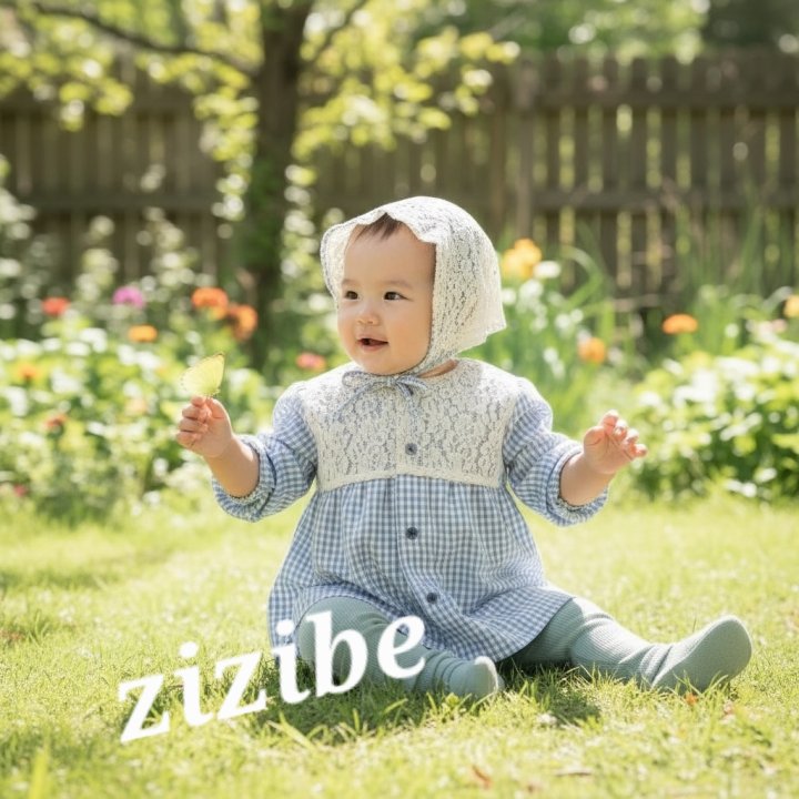 Zizibe - Korean Baby Fashion - #babyboutiqueclothing - Check One-Piece One-piece (Bebe + Hat) - 4