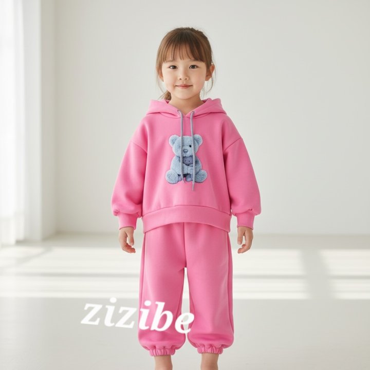 Zizibe - Korean Baby Fashion - #babygirlfashion - Bear Hoodie Top Bottom Set
