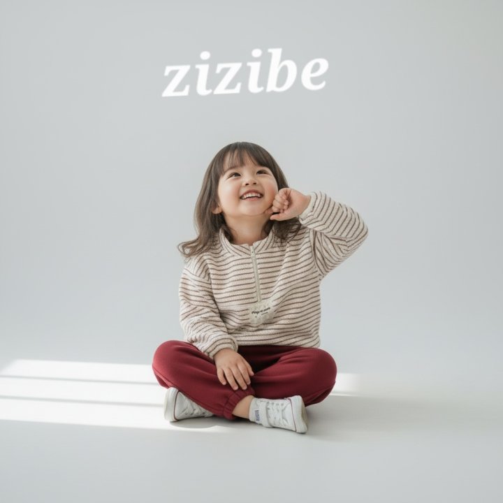 Zizibe - Korean Baby Fashion - #babylifestyle - Patch Stripe Top Bottom Set - 3